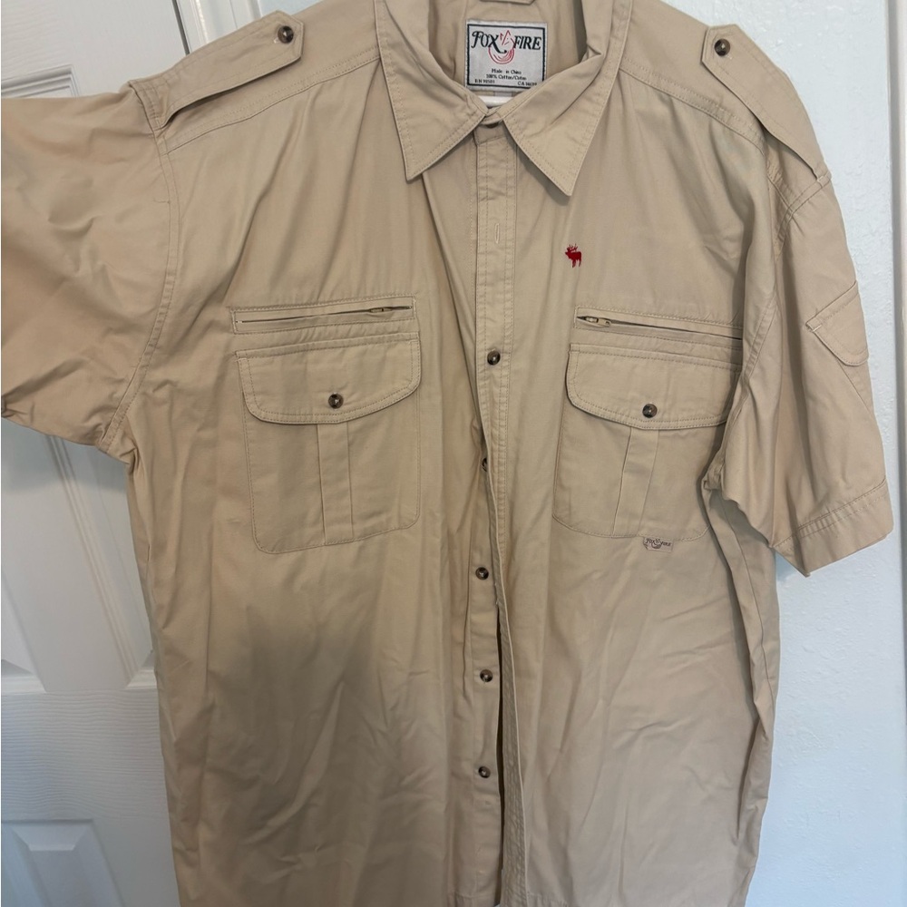 Fox Fire XXL Men’s Short Sleeve Button-Up Shirt - Khaki